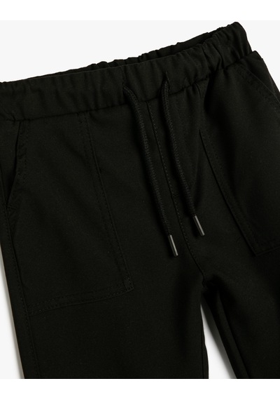 Koton Kargo Jogger Pantolon Cepli Beli Bağlamalı Siyah 4skb40007tw 4SKB40007TW999 Siyah