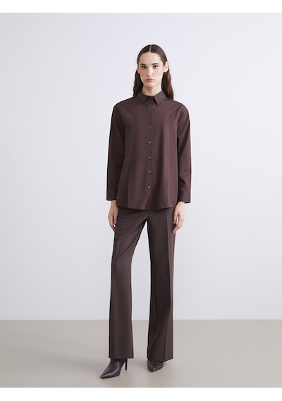 Lcw Modest Kahverengi Oversize Poplin Kadın Gömlek Tunik