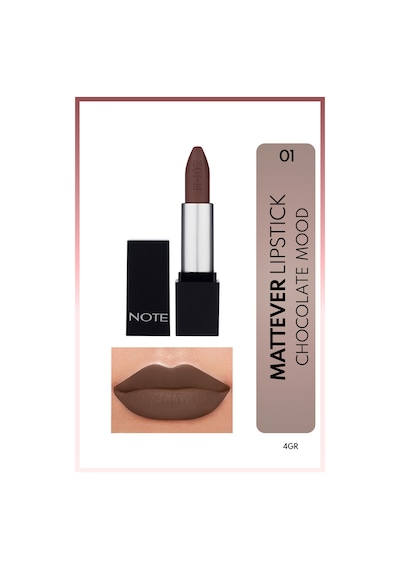 Note Cosmetique Mattever Lipstick Yarı Mat Saten Bitişli Ruj 01 Chocolate Mood - Kahverengi