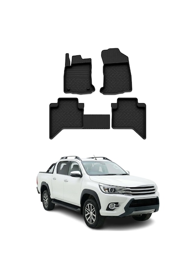 Toyota Hilux 8 2015-2026 Uyumlu 4d Havuzlu Paspas Kauçuk Siyah 4 Parça