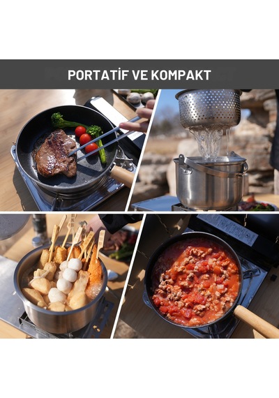 Kingcamp Cookware Set Paslanmaz Çelik Kamp Tencere Seti Gri