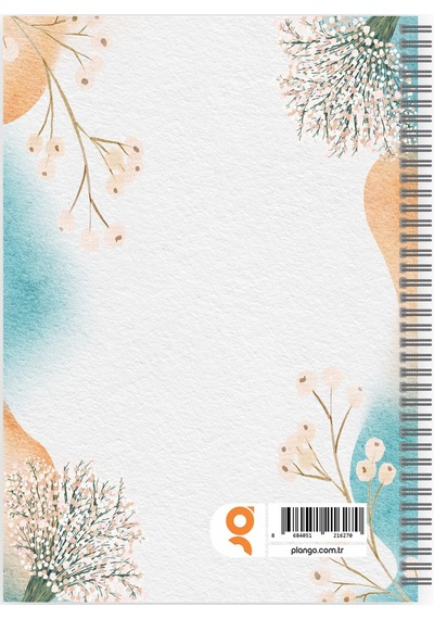 Suluboya Çiçek Spiralli Günlük Planlama Defteri - 100 Sayfa - 17x24 Planlayıcı Defter Beyaz - Mor
