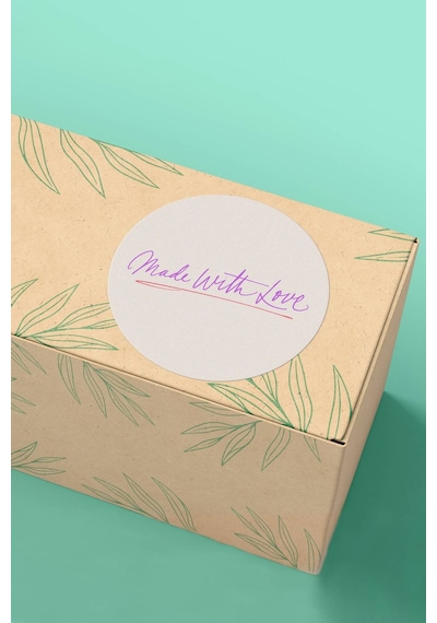 Made With Love Mor Çizgili Sticker 3x3cm St2291 Çok Renkli