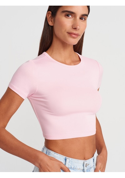Dilvin 31104 Modal Crop Top-toz Pembe Toz Pembe