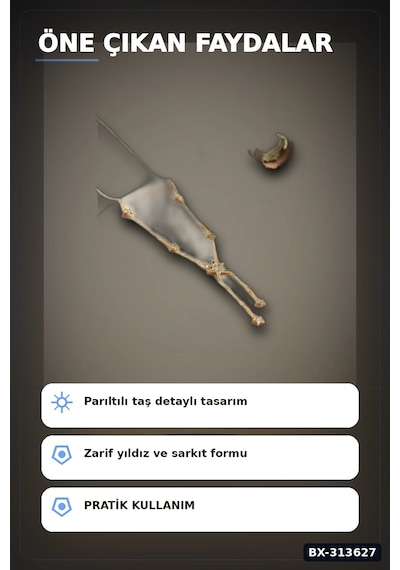 Bay Zirkon Taşlı Yıldız Model Pirinç Kolye - 45 Cm Zincir Uzunluğu, Kadın İçin Bx-313627 Najmaddin Standart