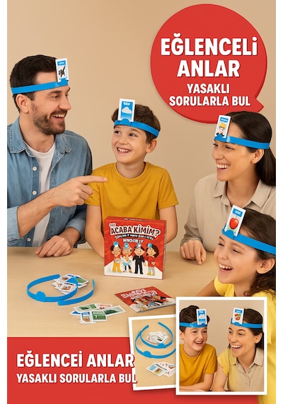 Mini Acaba Kimim Aile Oyunu Türkçe İngilizce Zeka Ve İfade Geliştiren Kartlı Eğlence Seti