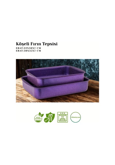 2li Granit Köşeli Tepsi Seti - Violet Violet