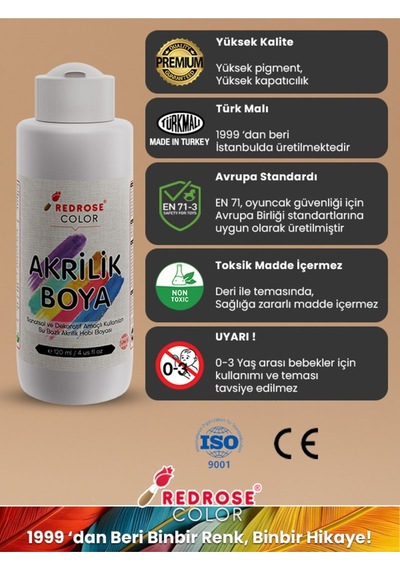 Red Rose Beyaz Akrilik Boya 2'li Set 2 x 120 ML