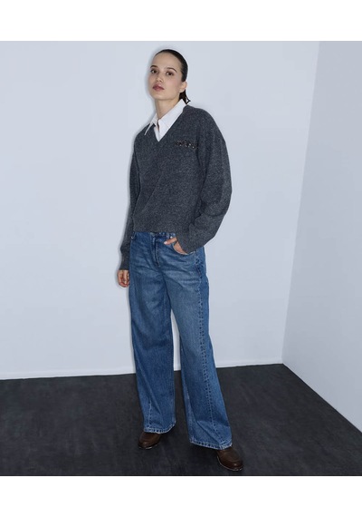İpekyol Poplin Mix Çift Parça Antrasit Kadın Kazak Iw6260050148