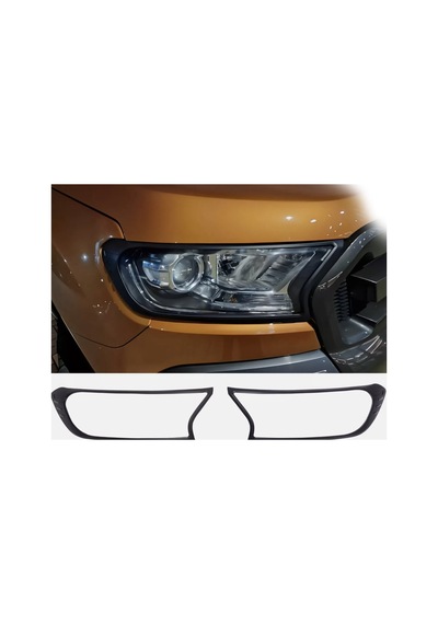 Ford Ranger T7 T8 Far Koruma Çerçevesi Seti Ön Far Çerçevesi Kaplama / Trim Siyah