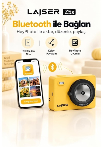 Z5s İnstant Kamera Ve Fotoğraf Yazıcısı - Şipşak Fotoğraf Makinesi-yellow