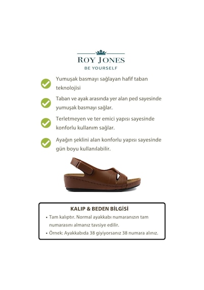 Roy Jones 1817 Ortopedik Cırtlı Topuklu Plaj Kadın Sandalet 167800000339 13 Taba Taba