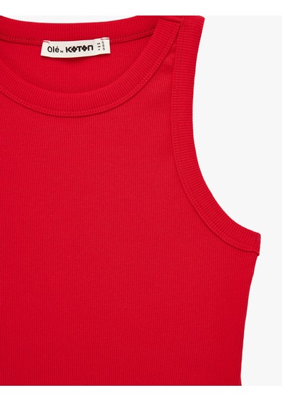 Koton Slim Fit Kolsuz Halter Yaka Bluz Kırmızı 6sal30048ık