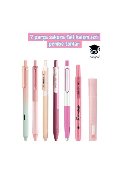 7 Parça Kalem Seti Writech Tükenmez Jel Fosforlu Kalem Seti Diğer