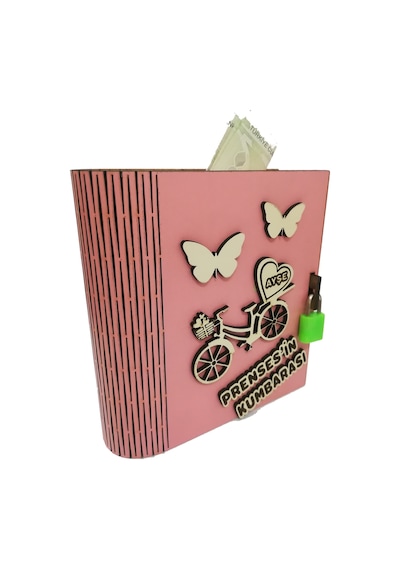 Kişiye Özel Dekoratif Ahşap Prenses Kitap Kumbara - Tipbox