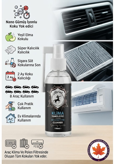 Tetikli Klima Temizleyici Elma Kokulu 150ml 8 Araçlık Oto Ve Evsel Klima Uyumlu 1
