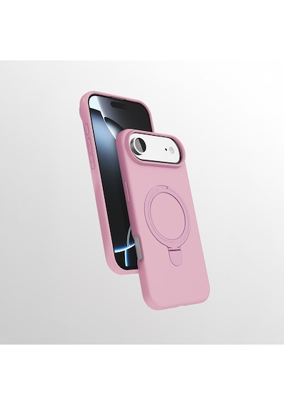 Apple Uyumlu iPhone 17 Air Kılıf M-safe Şarj Özellikli Standlı Zore Samara Kapak Pembe