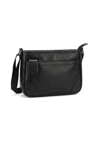 Levano Leather Kadın Siyah Çok Bölmeli Deri Omuz Ve Çapraz Çanta 20x30 Cm Siyah