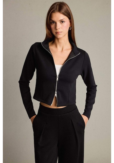 Defacto Yarım Balıkçı Yaka Modal Fermuarlı Sweatshirt G2921ax25aubk81 Siyah