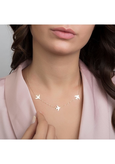 Kırlangıç Altın Kolye 14K Tricolor Gold N11.37867