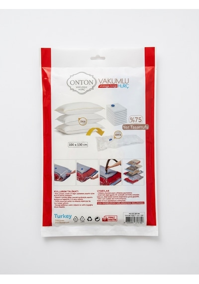 Onton Vakumlu Hurç Dev Boy 100x130 Cm %75 Yer Tasarrufu Sağlayan Kıyafet Ve Yorgan Saklama Torbası