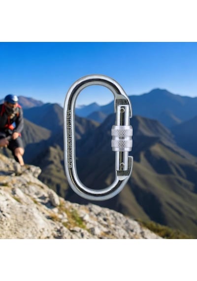 Ayrex Badem10 Oval Karabina Kilitli 10 Mm Kanca Paslanmaz Çelik Kilit Tırmanma Kamp Ekipman Tırmanış İp Askı Kili