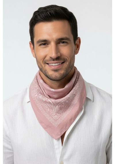 Mollycrush Unisex Pudra Pembe Şal Desenli Bandana Günlük Saç Aksesuarı, Boyunluk Ve Outdoor Fular Pembe