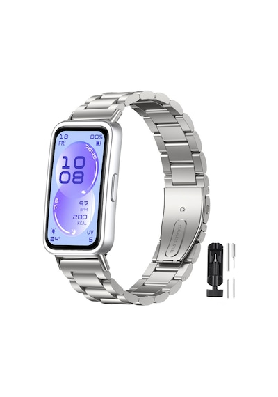 Huawei Band 11 / 11 Pro Uyumlu Kordon Paslanmaz Döküm Çelik Metal Baklalı Kordon