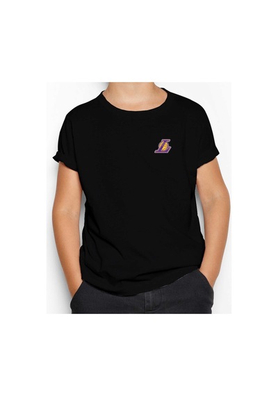 Zepplin Giyim Los Angeles Lakers Logo Siyah Çocuk Tişört Siyah