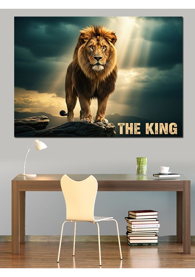 Aslan "the King" Yazısı Dekoratif Kanvas - Mdf Ahşap Tablo