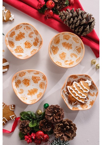 Karaca New Year Yılbaşı Gingerbread Round Çerezlik 10 Cm Beyaz