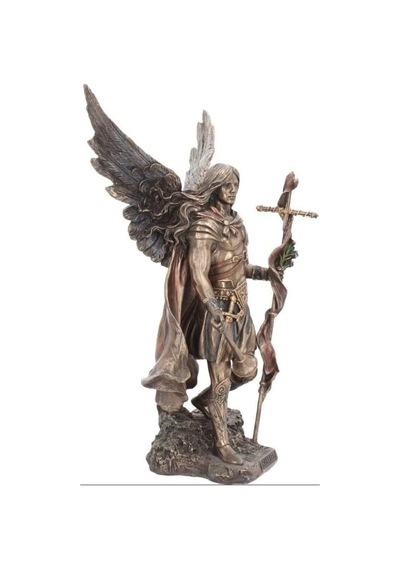 Aziz Gabriel Bronz Melek Heykel Biblo Dekor