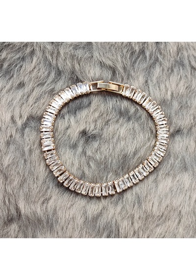 Chavin Su Yolu Baget Beyaz Taşlı Rose Gold Bayan Bileklik es53 Bronz