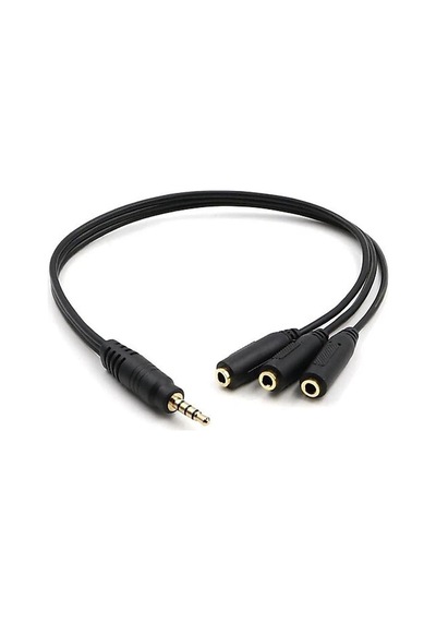 Kulaklık Çoklayıcı 3.5 Mm Erkek X 1/3 Stereo Dişi X 3 - 30 Cm Y Kablo