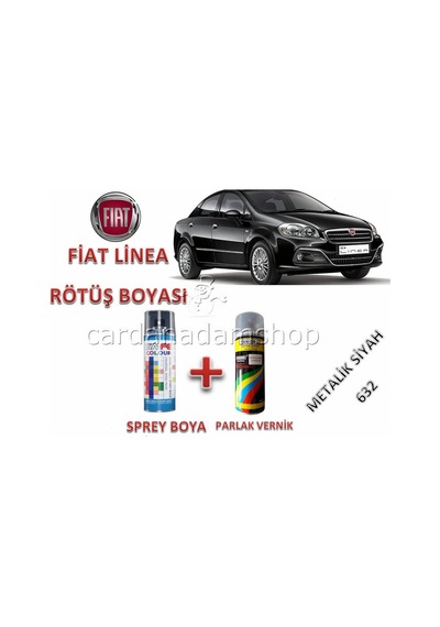 Fiat Linea Metalik Siyah Rötuş Boyası + Verniği Ikisi 1 Arada Set (359232309)