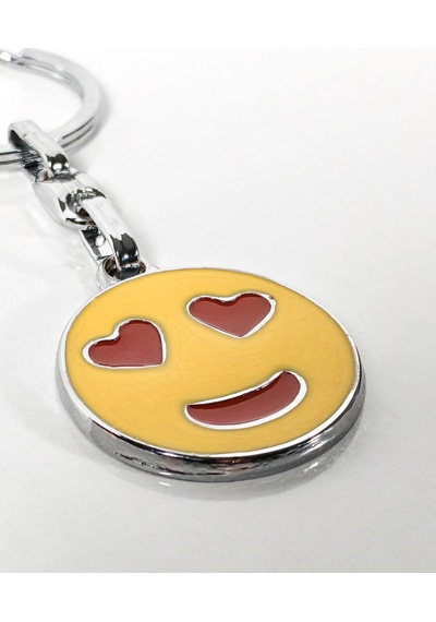 Kalp Gözlü Emoji Metal Anahtarlık Sevgi Temalı Emoji Anahtarlık Çok Renkli