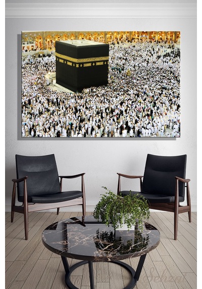Duvar Tablosu Yatay Kanvas Tekli Salon Mutfak Yatak Odası Ofis Kabe Din Mekke Medine İslam