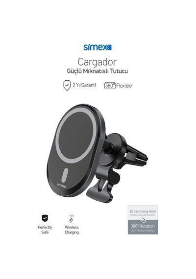 Simex Cargador Wireless Magsafe 15 Watt Araç Sarji
