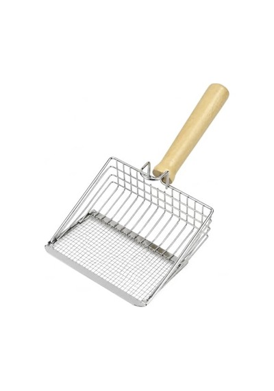 Sogud Metal Kedi Kumu Elek Kürek - Ahşap Saplı Paslanmaz Kedi Kumu Küreği - İnce Tel Elek Yapılı Hijyenik Kedi Tuvalet Temizleme Küreği - Dayanıklı Ve Pratik - 26 Cm