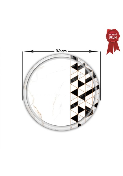 Kanallı Cam Kesme Tahtası - Black Gold - Çap32cm - Patentli Ürün