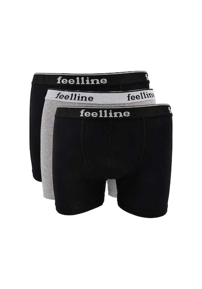3 Adet Feelline Siyah Ve Gri Pamuklu Doğal Likralı Erkek Boxer M