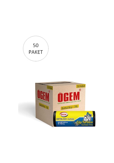Battal Boy Çöp Torbası 75 X 90 Cm 10 Lu Rulo X 50 Paket 500 Adet Siyah