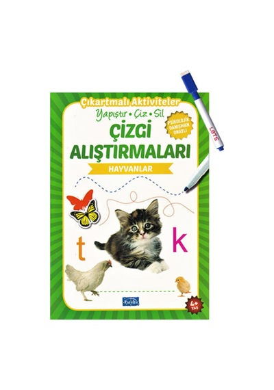 Yaz Sil Çizgi Alıştırmaları Hayvanlar