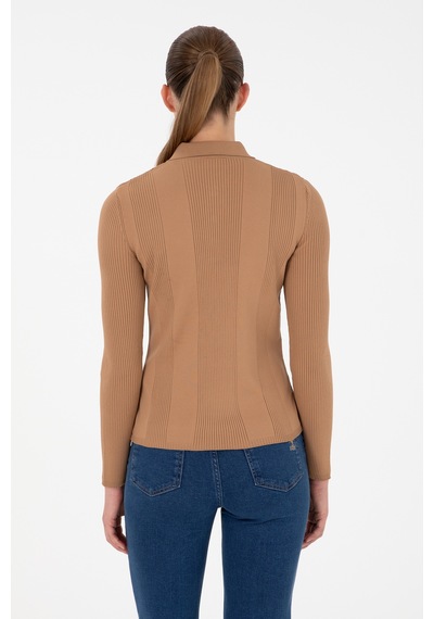 U.S. Polo Assn. Kadın Camel Polo Yaka Kazak 50297087-VR015