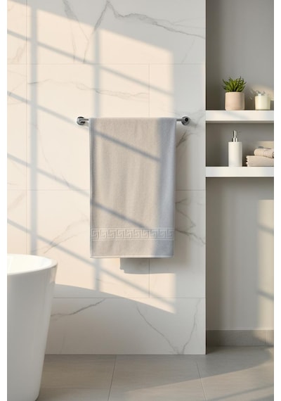 4'lü Gri Greek Havlu Set %100pamuk - 2 Adet El Havlusu 50x90 Ve 2 Adet Banyo Havlusu 70x140 Gri