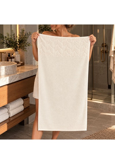 Nurpak Hazal 4 Parça Beyaz %100 Pamuk Banyo Havlu Takımı 2 Adet 90x150 Cm Ve 2 Adet 50x90 Cm