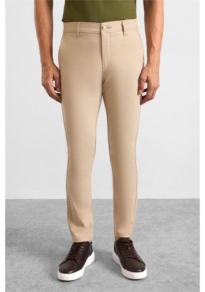 Süvari Bej Slim Düz Armürlü Normal Bel Klasik Pantolon Pn1014400473-bj3