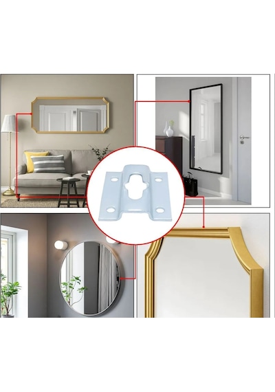 Ayna Askı Aparatı - Ağır Tablo Çerçeve Askı Aparatı - Vidalı Duvara Ayna Montaj Askı Kancası 1.5 Mm Sac Kalınlığı 4 Adet Çoklu Renk