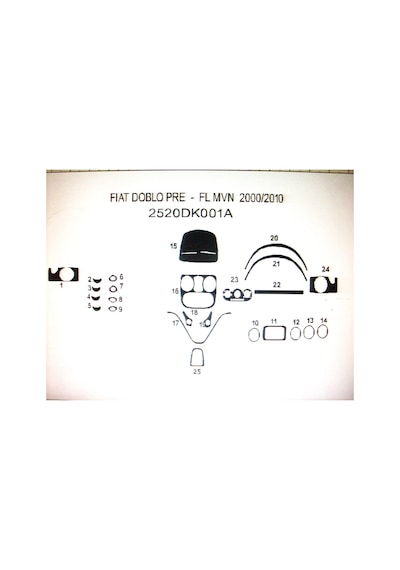 Fıat Doblo 2001-2009 25 Parça Torpido Kaplama Renk Gri