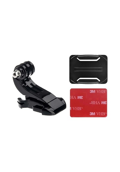 Gplus Bs03kj 3 Parça Oval Zemin Kavisli Yüzey J-hook Aksiyon Kamera 3m Yapışkan Motor Kask Bağlantı Seti Siyah
